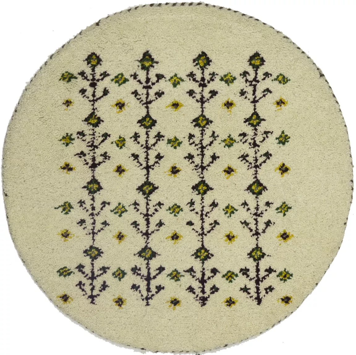 1'11 X 1'11 Cream Hand Knotted Indo-Gabbeh Wool Round Rug