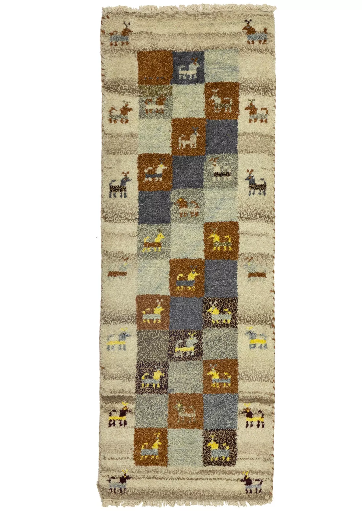 1'4 x 3'10 Hand Knotted Indo-Gabbeh Modern Oriental Wool Rug