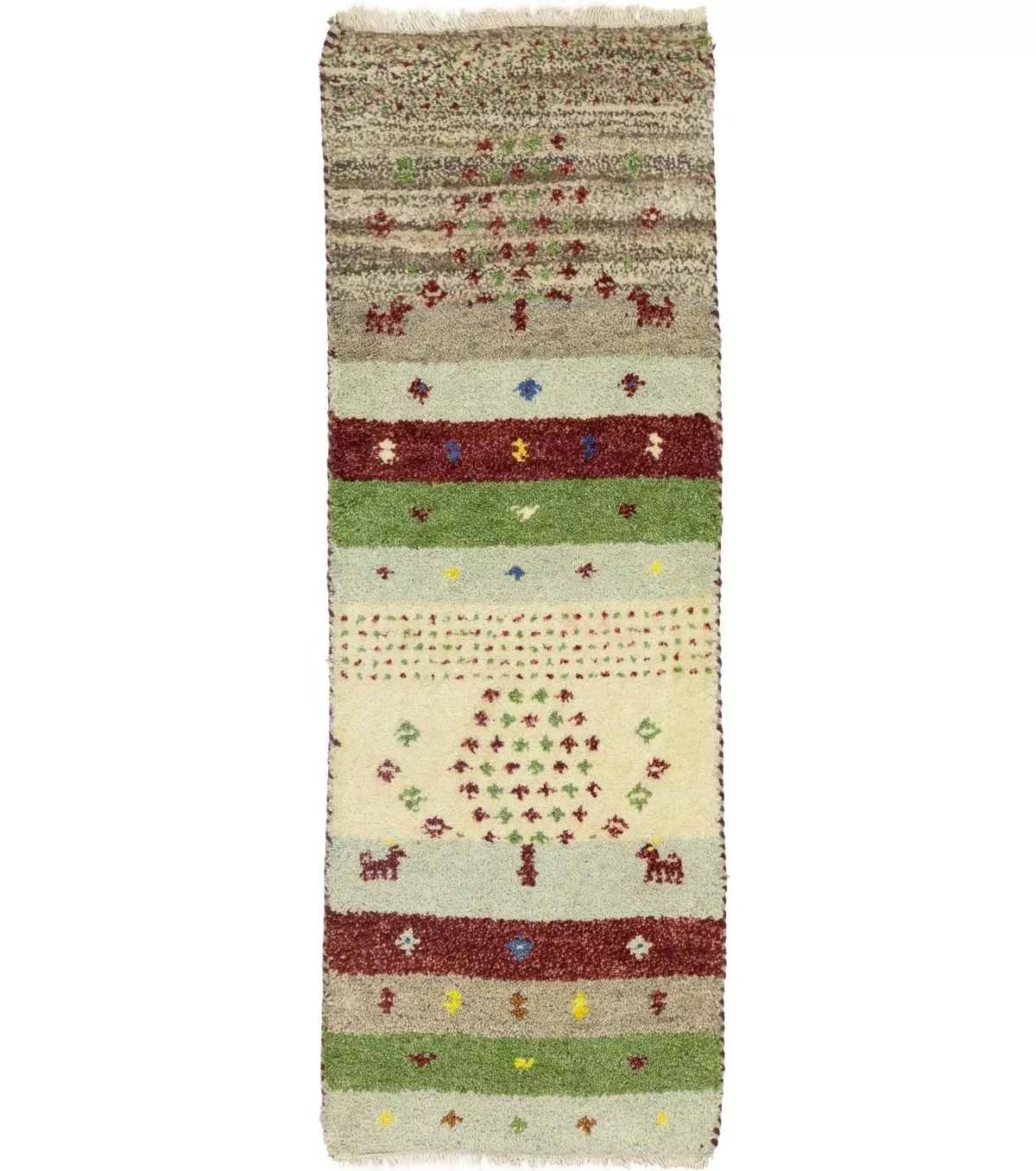 1'4 x 3'10 Handmade Indo-Gabbeh Modern Oriental Wool Rug