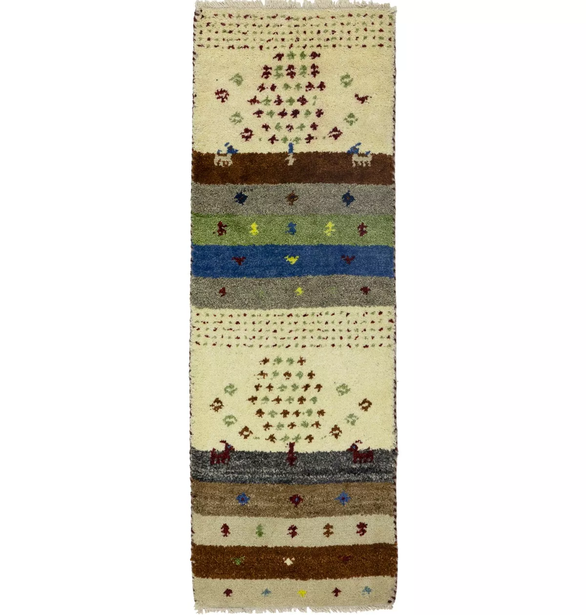 1'4 x 3'11 Hand Knotted Indo-Gabbeh Tribal Oriental Wool Rug