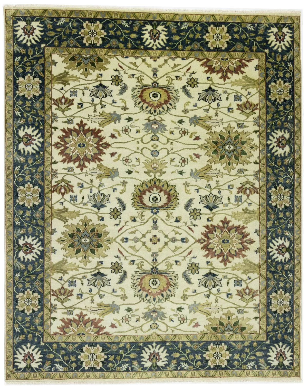 8'0 X 9'11 Peshawar Hand Knotted Floral Osh Chobi Wool Rug
