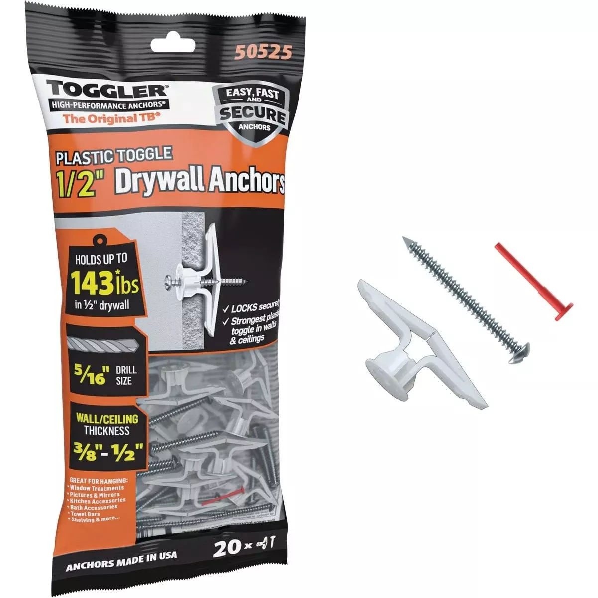 #8 X 1-1/2 In. Plastic Hollow Wall Anchors (20-count)