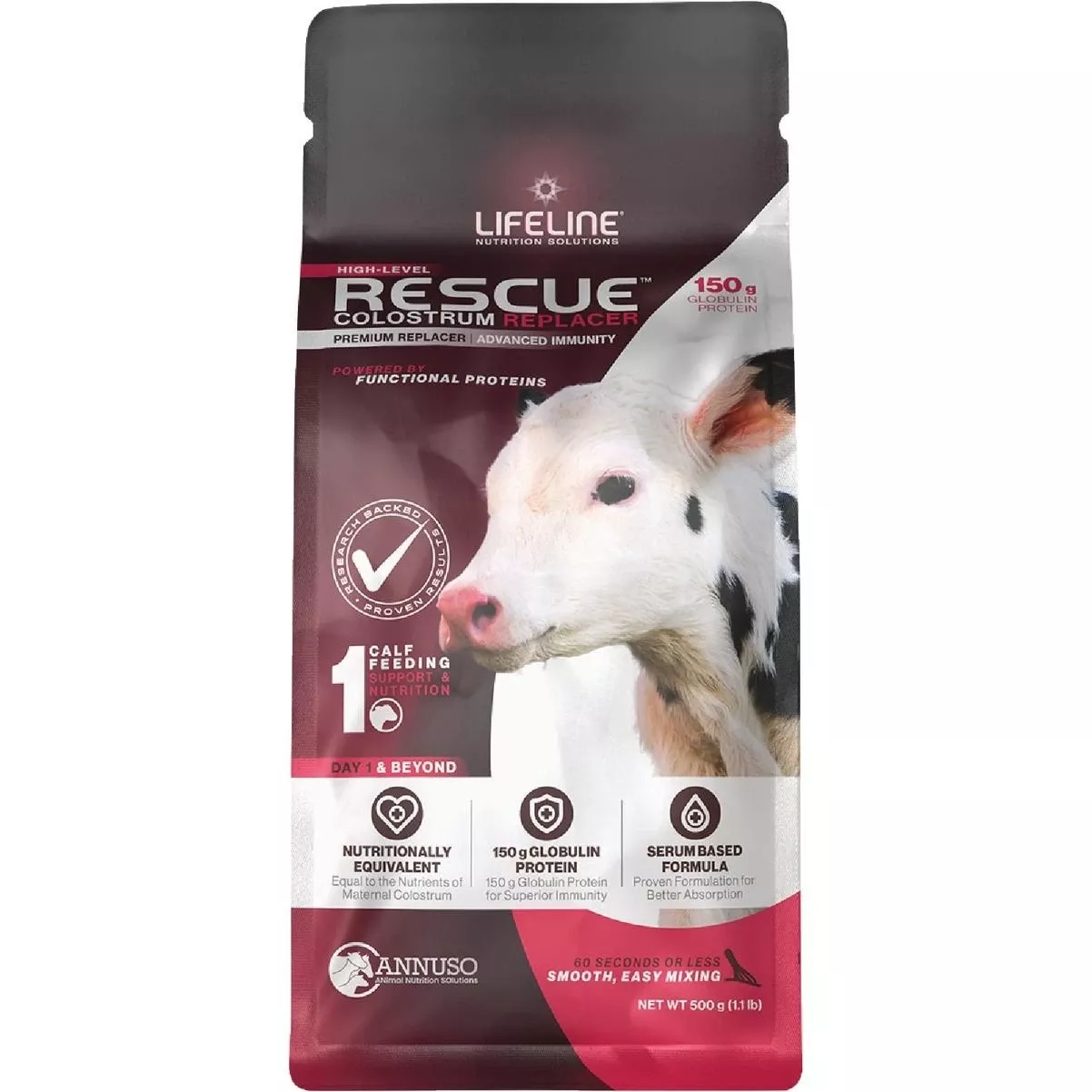 Rescue 1 Lb. 150g Globulin Protein High Level Colostrum Replacer For Calves
